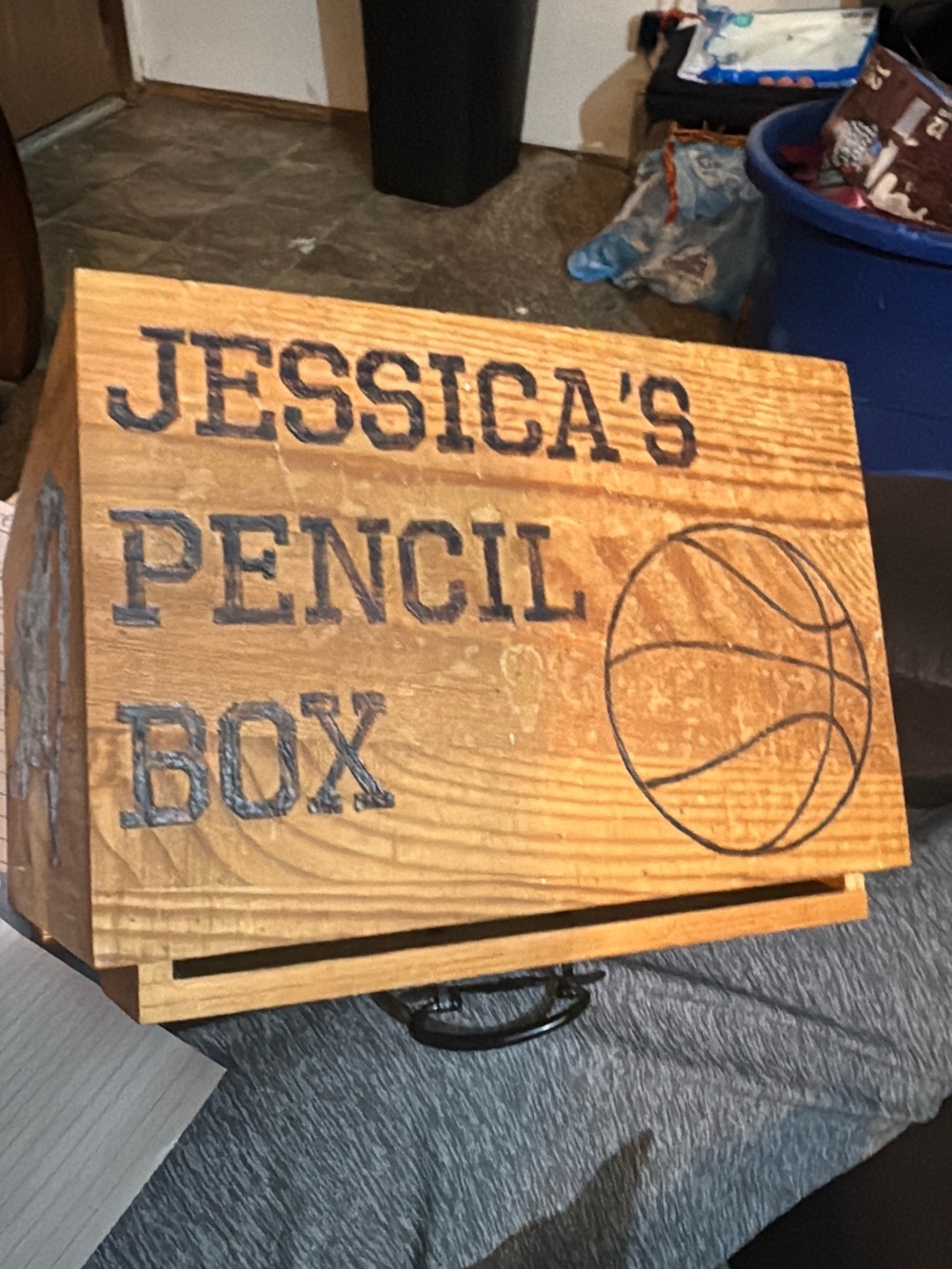 Personalized Wooden Pencil Box - Natural Wood Finish